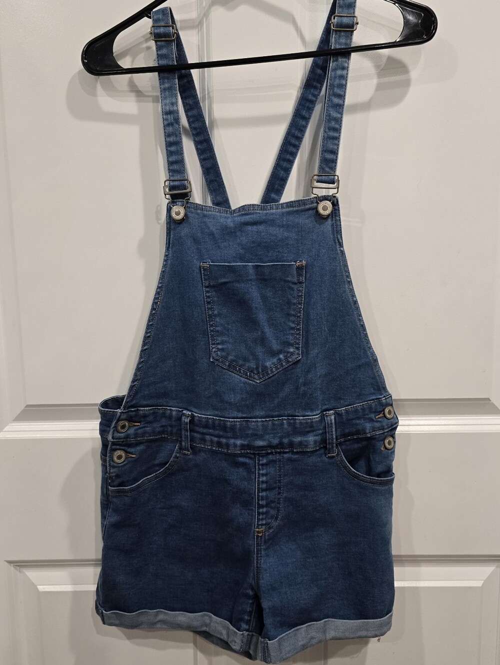 Denim Short Overalls - Blue Women's Shorts